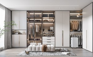 Armario <span class=keywords><strong>Vestidor</strong></span> Moderno de Madera Maciza de Lujo Personalizado, Ecológico, Duradero, Ahorra Espacio, con Puertas de Vidrio para Dormitorio de Apartamento u Hotel - Product Image 4
