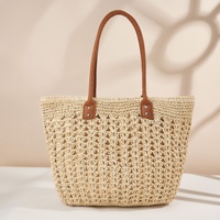 Sac à bandoulière de plage en paille tressé pour femme, grand sac fourre-tout fait main, sac hobo décontracté d'été avec broderies, chaînes et fermeture éclair