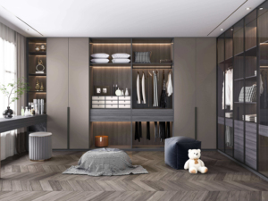 Gabinetes de almacenamiento de dormitorio de diseño de lujo moderno Armario de paseo de aglomerado de alta calidad Máxima durabilidad de almacenamiento Armario de habitación - Product Image 2