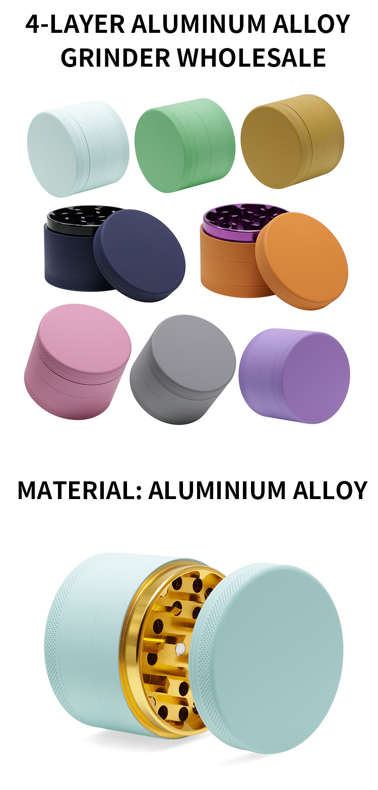 Diameter 63MM four layer rubber paint aluminum alloy smoke grinder custom logo 6119