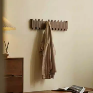 Appendiabiti da Parete in Legno Massello Stile Pianoforte, Pieghevole e Inclinabile, per Soggiorno, Camera da Letto e Hotel - Product Image 4
