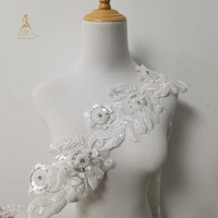 Garniture de broderie en dentelle jaune Goldenha perle de paillettes faite à la main strass bas prix bon prix tissu de dentelle blanc et or