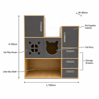 Armoire multifonctionnelle pour chat avec enclos pour litière, 3 tiroirs et maisonnette pour chat |   Bois multicouche 120x40x120cm