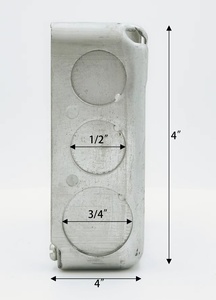 Electrical Metalic Junction Box Galvanized Steel 4" Square 1-1/2"Deep No Bottom Metal Box With Combination KOS In Side