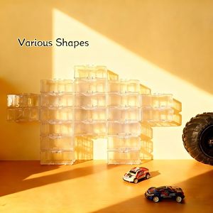 Boîte de rangement en acrylique personnalisée à 24 compartiments, anti-poussière, transparente, pour modèles de voitures, avec logo couleur personnalisé pour poupées de mode et jouets - Product Image 5