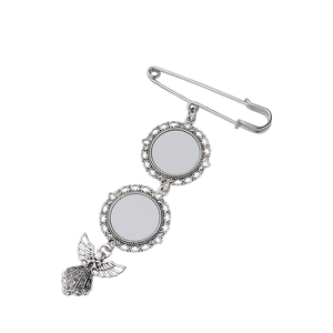 Broche de Metal Banhado a Ouro com Tema de Anjo para Sublimação e Gravação, Tema Natalino, <span class=keywords><strong>DIY</strong></span>, Impressão Unilateral, Venda Quente Transfronteiriça - Product Image 1