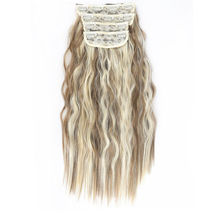 Peluca con Clip para mujer, conjunto de cuatro piezas extensibles, máquina de densidad 180%, doble trama, ondulación de agua, simulación Natural, rizado esponjoso - Product Image 5