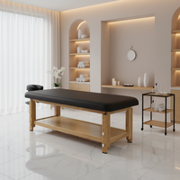 Table de massage thaïlandaise professionnelle Kangmei en bois massif réglable en hauteur pour soins du visage et spa
