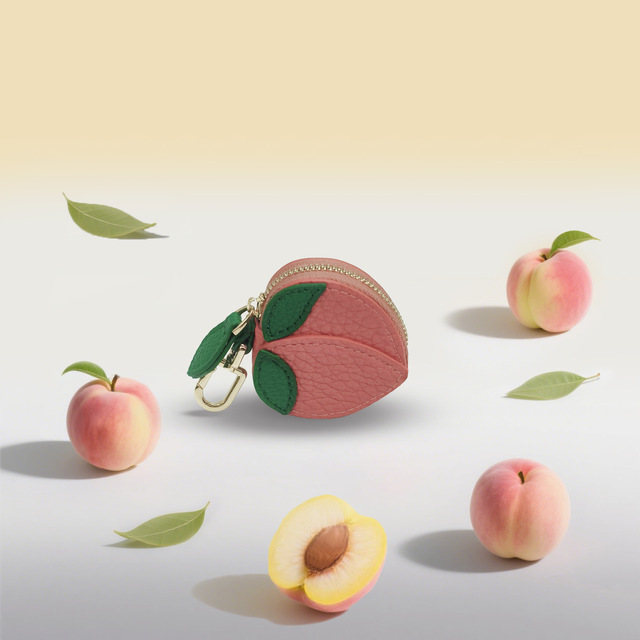 Fresh Sweet Fruit Shape Stowable PU Leather High Quality Coin Purse Keychain Earphone Holder Small Cute Printing None
