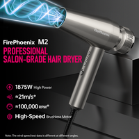 Sèche-cheveux FirePhoenix M2 OEM ODM 1875W avec moteur sans balais, ionique anti-frisottis, léger (430g), autonettoyant, prise US 125V