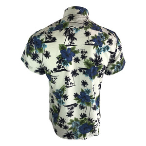 Suministro de fábrica de los hombres de algodón estilo tropical palm de manga corta impresas de manga corta camisa hawaiana - Product Image 2