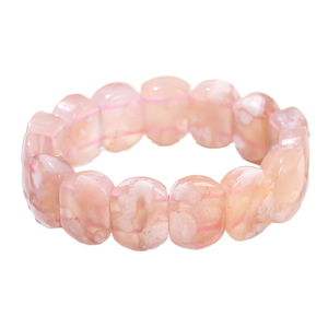 Bracelet élastique fait main en pierres semi-précieuses LINK JD GEMS, pierre de fleur de cerisier, qualité 7A, agate de cerisier naturelle - Product Image 1