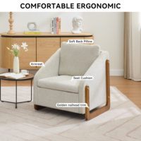 Fauteuil en tissu chenille capitonné avec cadre latéral en bois, siège et dossier rembourrés, élément décoratif élégant pour la maison, le bureau, le bar, les loisirs