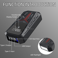 Démarreur de batterie portable 3000A 26640mWh à décharge rapide au lithium pour voitures essence 7.0L et diesel 5.0L 12V, avec batterie d'appoint et chargeur 20W LED V0 Flame