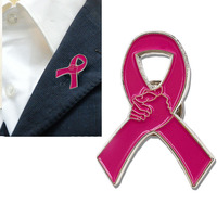 Personnalisé métal artisanat dur émail doux broche broche broche rose sensibilisation au cancer du sein ruban épinglette ruban badge