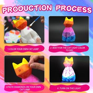 Nuevas Ideas, pintura de vinilo, juego de pintura, tu propia lámpara de dinosaurio, Kit de arte, luz nocturna Diy, manualidades de Navidad, adolescentes, niñas, niño, regalo, 2 uds., gato - Product Image 4