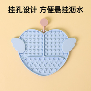 Tapis d'alimentation lente en silicone Daoge en forme de cœur avec ailes pour chats et chiens, tapis à lécher pour animaux de compagnie, bleu - Product Image 3