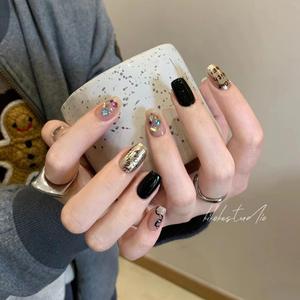 <span class=keywords><strong>Uñas</strong></span> Postizas Ultrafinas Hechas a Mano con Letras de Espejo, Estilo Corto, Arte de <span class=keywords><strong>Uñas</strong></span> de Alta Gama, Lujo Ligero, Little Monkey Magic - Product Image 3