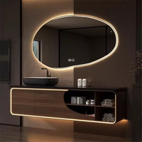 Meuble-lavabo moderne et minimaliste en bois massif avec miroir intelligent anti-buée et plan de travail pour appartement, lavabo de salle de bain