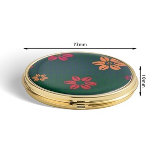 Espejo de Bolsillo Metálico Redondo Personalizado con Logotipo en Adhesivo Epóxico, Espejo de Maquillaje Mini Chapado en Oro de Doble Cara - Product Image 4