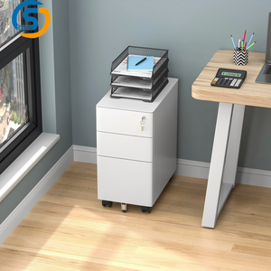 White Metal Mobile Pedestal Cabinet Henan Sunjoy 3 Tier Locking <strong>Wheels</strong> for Corporate Workspace - Product Image 3