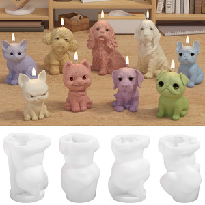 Molde de silicona INTODIY para cachorros, molde de yeso para bulldog, adorno de perro, molde para velas de aromaterapia de animales - Product Image 1