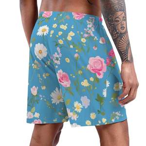 Custom image Men's Summer Home Wear Custom Logo Satin and Knitted <b>Pajama</b> <b>Shorts</b> Long Knee-Length Sleepwear with Soft Ice <b>Silk</b> Printed Set - Product Image 5