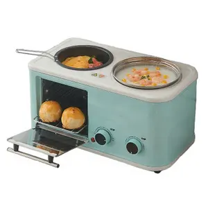 家用多功能3in1早餐机，配有不粘烤面包机煎锅早餐三明治机
