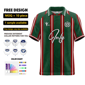 Jersey Sepak Bola Vintage Unisex Bahan Polyester Berkualitas Tinggi, Cepat Kering, Bernapas, dengan Garis Polo, Kaos Sepak Bola Retro Custom - Product Image 1