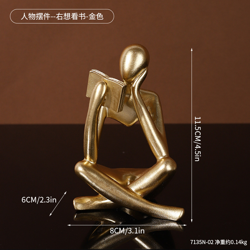 7135N-02 Figurine - Côté droit lisant un livre - Or