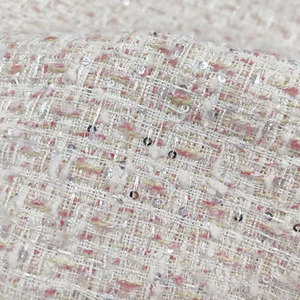 Hot bán New Polyester sequin dệt vải sợi-nhuộm Tweed vải cho phụ nữ áo - Product Image 1