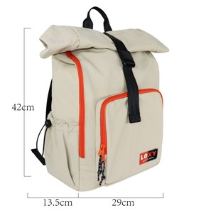 Mochila Oxford Impermeable Unisex con Cierre de Cremallera y Parches para Uso Diario, Color Caqui, Marca LOXY - Product Image 3