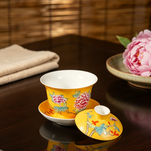 Gaiwan in Porcellana Jiangxi di Alta Qualità Marca JADE, Stile Tradizionale <span class=keywords><strong>Sgraffito</strong></span> con Motivo Raccolto Autunnale, Tazza Classica per Tè Kung Fu - Product Image 2