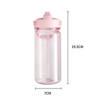 Bouteille d'eau scolaire personnalisée de 600 ml pour enfants avec paille rabattable, sans BPA et avec poignée de transport – Vente en gros