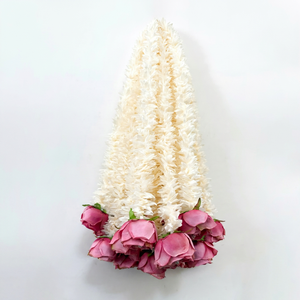 Guirlande de fleurs artificielles blanches et roses faites à la main, écologique, pour mariage, mandap, baby shower, décoration suspendue, ou fête de pendaison de crémaillère - Product Image 1