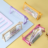 Sacs à crayons transparents en PVC en gros, version coréenne, trousse à crayons tendance, porte-crayons pour les écolières