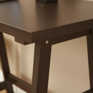 YUANTU Convenience Concepts Espresso <strong>Trestle</strong> <strong>Desk</strong> with Wood Frame Engineered Wood Surface Fixed Shelves Spacious Worksurface - Product Image 5