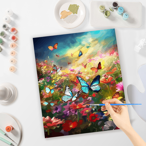 Kits de Pintura por Números <span class=keywords><strong>para</strong></span> Adultos, Kit <span class=keywords><strong>para</strong></span> Principiantes, Mariposas y Flores, Dibujo por Números <span class=keywords><strong>para</strong></span> Decoración del Hogar, Arte de Pared, 40x50cm - Product Image 4