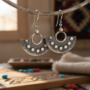 Rustic Oxidized Earring <b>Fan</b> Shape Wholesale Handmade Turkish Fine Elegant Handcrafted Oxidized 925 <b>Silver</b> Sterling Jewelry - Product Image 3
