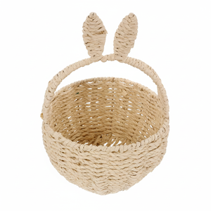 Handmade Wicker Rabbit <b>Easter</b> <b>Basket</b> with Handle | Decorative Woven Straw Flower Pot | Cute Bunny <b>Gift</b> <b>Basket</b> for Kids Party - Product Image 1