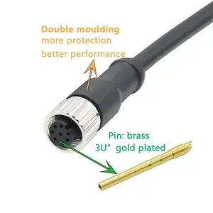 ขั้วต่อ M12 แบบ 5 ขา รหัส A ป้องกันสัญญาณรบกวน สำหรับงานอุตสาหกรรม กันน้ำ ทนทานต่อคราบเชื่อม ขั้วต่อสายเคเบิล M5 M8 M12 - Product Image 5