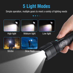 Boruit <span class=keywords><strong>300M</strong></span> Dài Phạm Vi Zoomable Ánh Sáng LED <span class=keywords><strong>Torch</strong></span> Chiến Thuật Không Thấm Nước <span class=keywords><strong>Torch</strong></span> Ánh Sáng Đèn Pin Có Thể Thu Phí Đèn Pin LED <span class=keywords><strong>Torch</strong></span> - Product Image 2