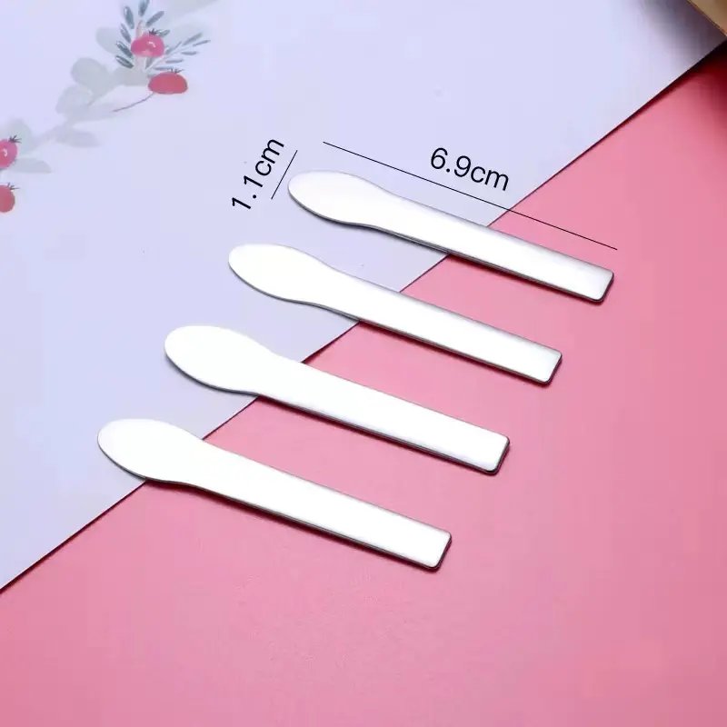 Custom Laser Logo 304 Cosmetic Spoon Spatula Stainless Steel Spatula Mini Spoon