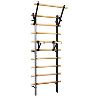 Escalera sueca multifuncional ajustable y portátil, barra de dominadas de madera, barras paralelas horizontales montadas en la pared, equipo de fitness de madera