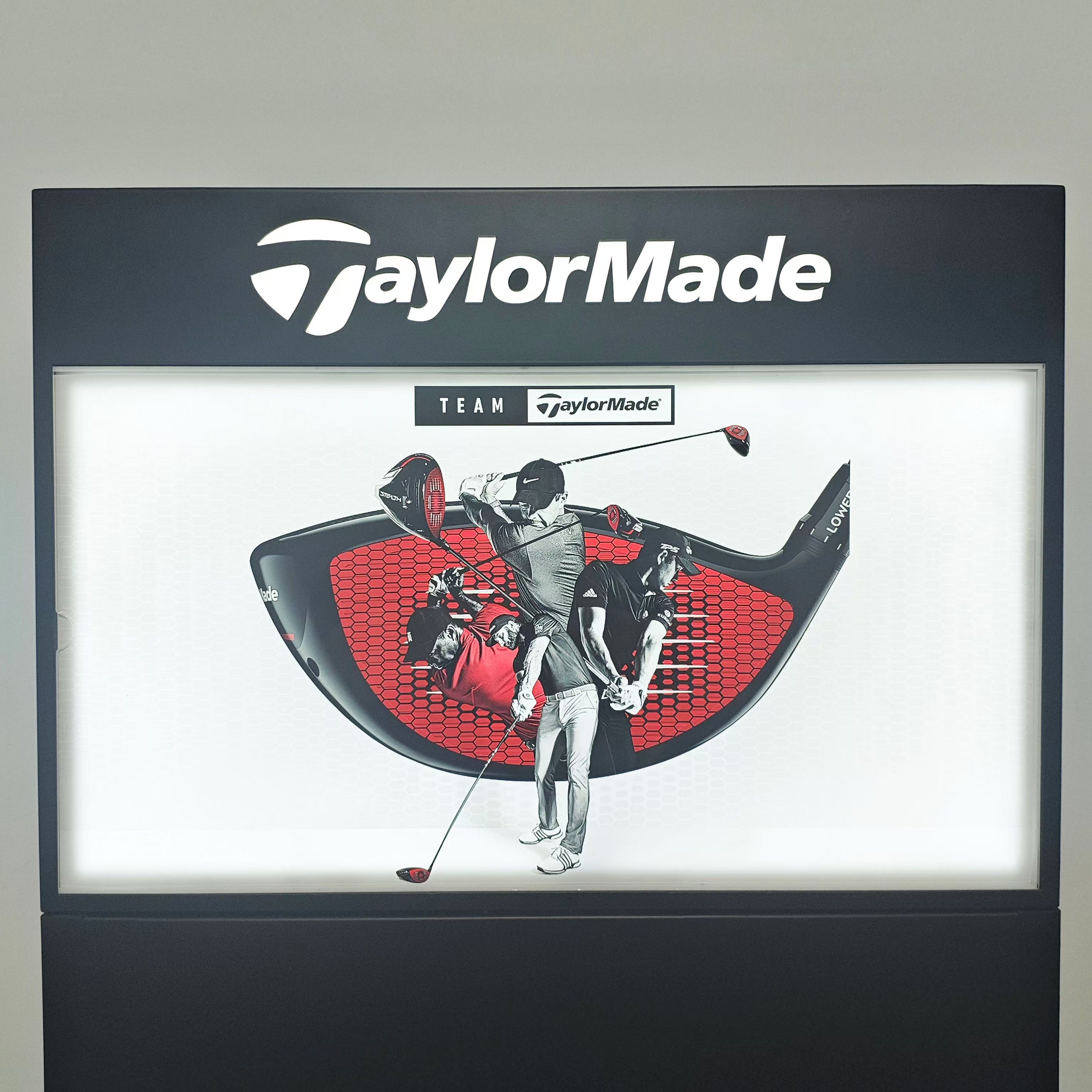 Metal L-shape Floor Standing Golf Club Display Stand with LED for Storage — view 5