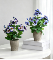 Plante artificielle de primula en pot, fleurs artificielles résistantes pour la décoration de balcon, jardin, cimetière, commémoration, Pâques, Saint-Valentin