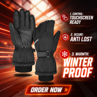 Gants de ski pour sports de neige en plein air, thermiques, compatibles écran tactile, logo réfléchissant, paume en PU, poignet réglable, logo personnalisé, vente en gros, usine