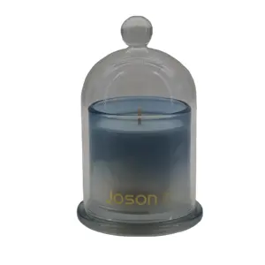 Velas de aromaterapia con degradado azul personalizado con tapa de vidrio, aceite de cera de soja, fragancia aromática