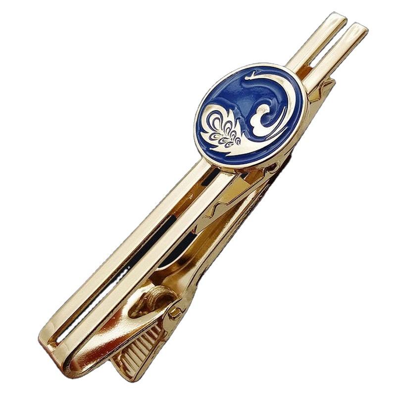 Зажим для галстука с круглым логотипом под заказ, позолоченный металлический зажим для галстука от производителя