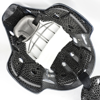 Casque de gardien de but double réglable standard CE pour le hockey sur glace sur gazon Doublure en sergé 3K imprimée en 3D Revêtement bleu clair et brillant